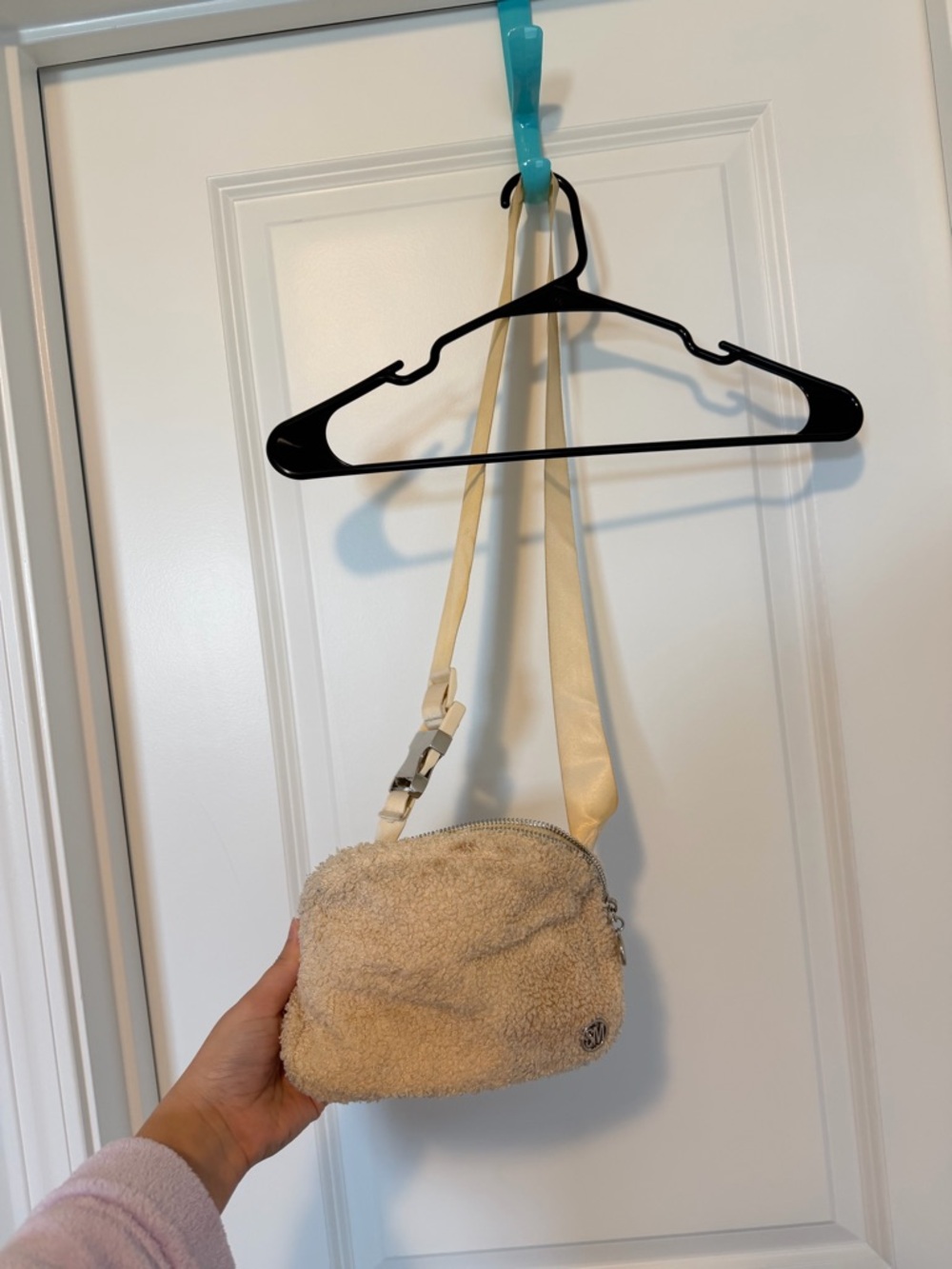 Beige Fuzzy Crossbody Bag - Small Shoulder Purse